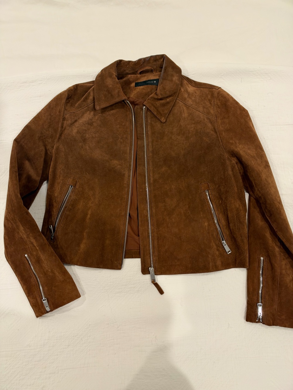 Zara Brown Suede Zip Jacket